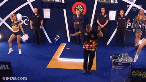 Cheerleader Throwing Trophy At Dart Board Saying William Hill GIF