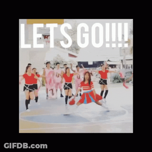 Cheerleaders Dancing On Basketball Court Saying Let's Go GIF