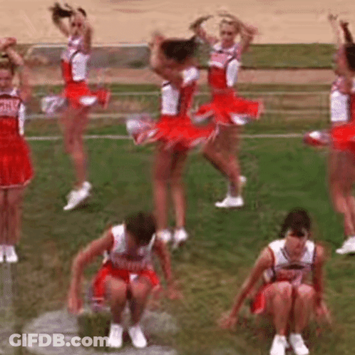Cheerleaders Dancing While Sitting GIF