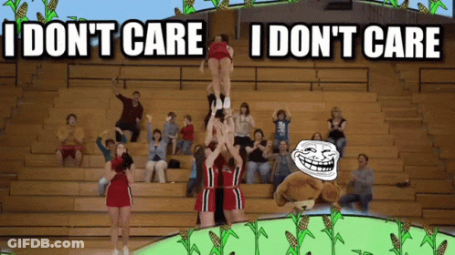 Cheerleaders Doing Trick Saying I Don't Care GIF