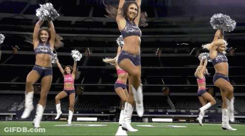Cheerleaders In Cowboys Uniforms Performing GIF