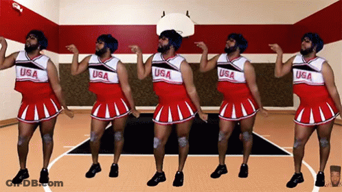 Cheerleaders In USA Uniforms GIF