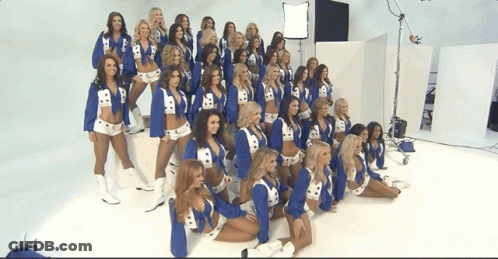Cheerleaders Posing With Letter B GIF