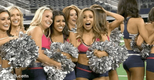 Cheerleaders Posing With Pom Poms GIF
