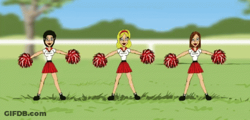 Cheerleaders Standing In A Row With Pom Poms GIF