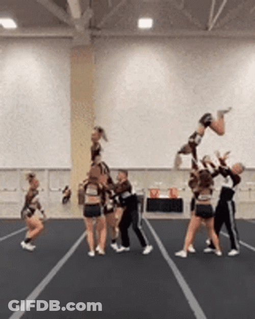 Cheerleading Team Stunt Run GIF