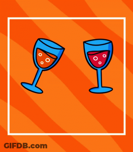 Cheers Card With Two Glasses Of Wine GIF