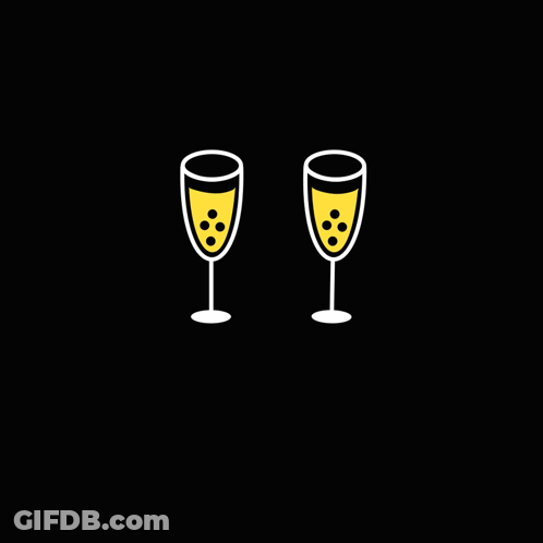 Cheers Sign With Champagne Glasses GIF
