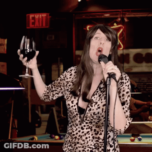 Cheers To Karaoke And Wine GIF