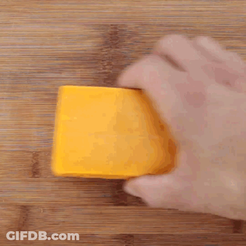 Cheese Block Hand Slice GIF