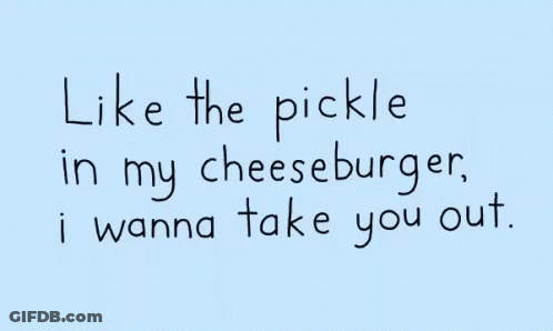 Cheeseburger Pattern Saying Like The Pickle In My Cheeseburger GIF