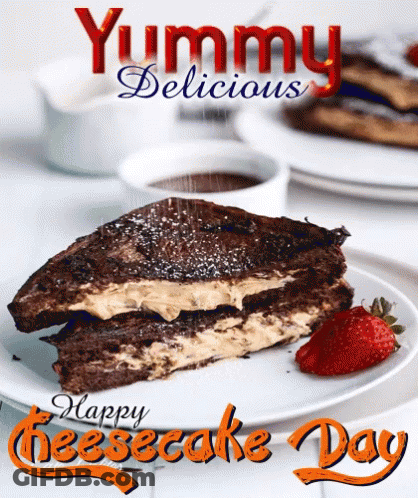 Cheesecake Day Greeting Card With Slice GIF