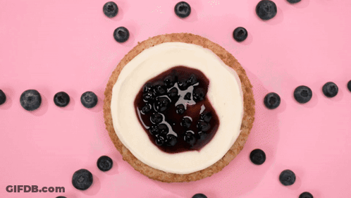 Cheesecake With Blueberries On Pink Surface GIF