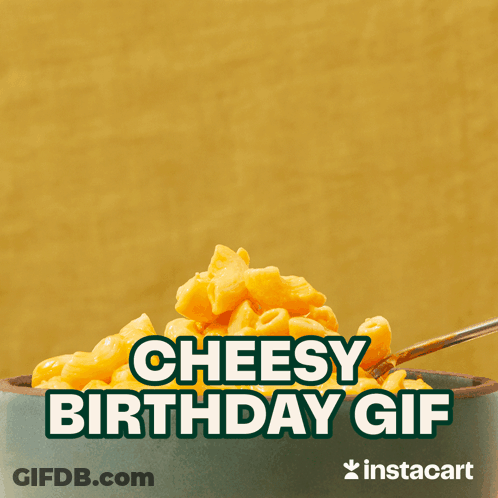 Cheesy Birthday GIF With Macaroni And Cheese And Spoon GIF