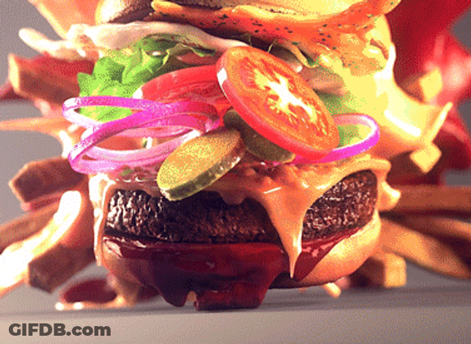 Cheesy Burger In The Making GIF