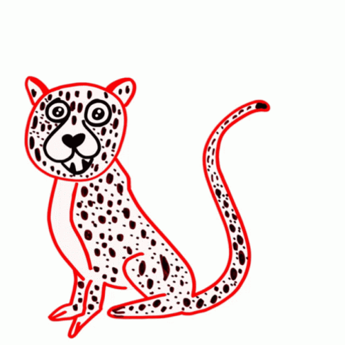 Cheetah 2D Red Linings Big Eyed GIF