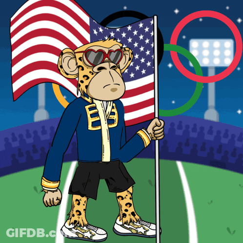 Cheetah Holding American Flag In Stadium GIF