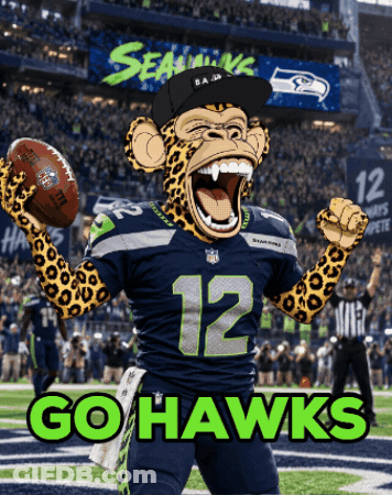 Cheetah Holding Football Go Hawks GIF