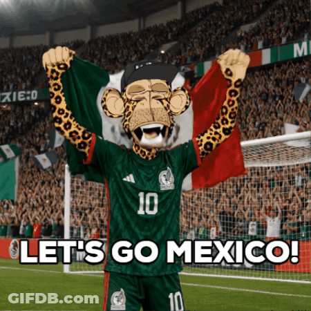 Cheetah Holding Mexican Flag Saying Let's Go Mexico GIF