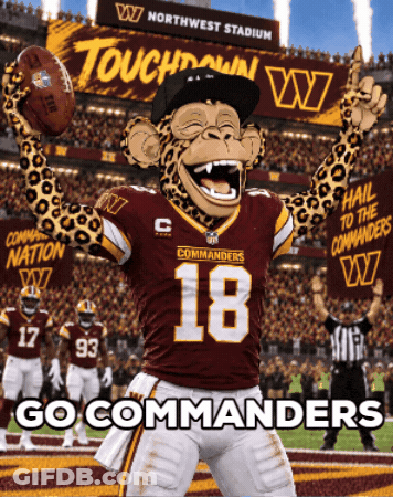 Cheetah Mascot Holding Football With Touchdown Sign GIF