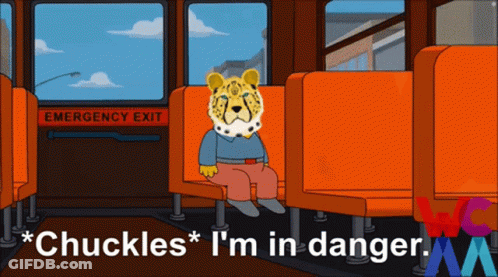 Cheetah Sitting On Bus Saying Chuckles I'm In Danger GIF