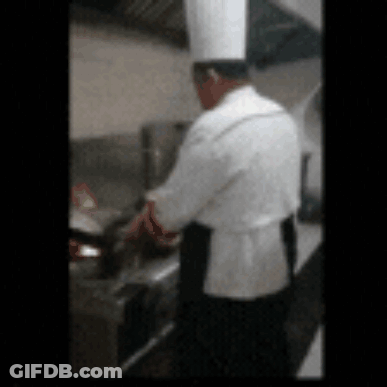 Chef Cooking In White Hat And Apron GIF