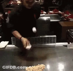 Chef Cooking On Grill Saying Happy Anniversary GIF