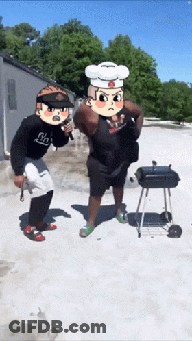 Chef Hat Man Next To Fly Shirt Man GIF