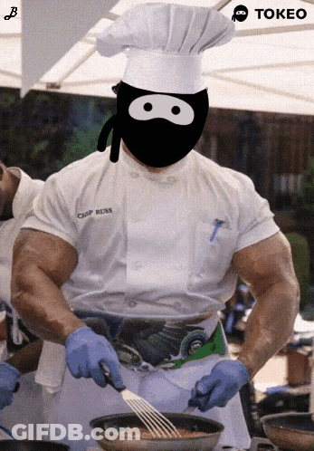 Chef In Mask And Hat Cooking GIF