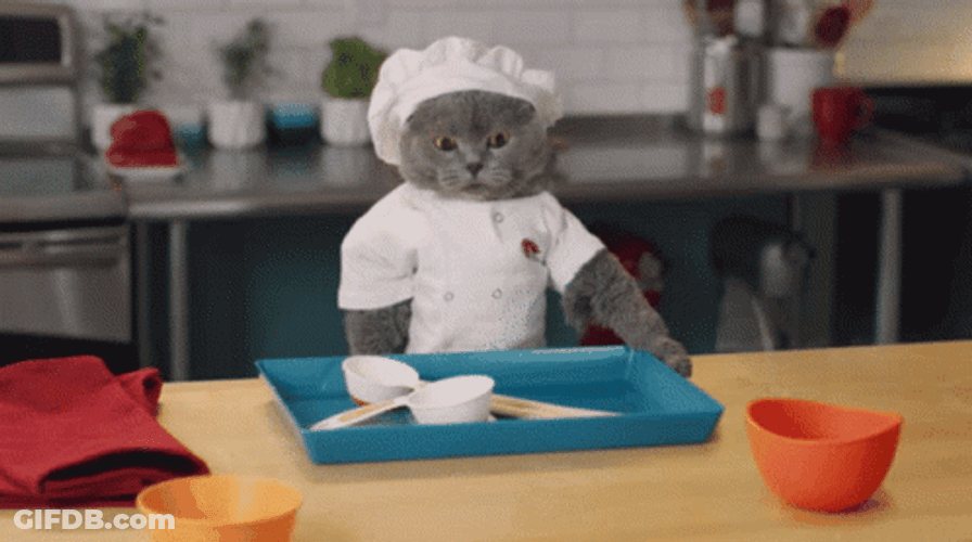 Chef Kitty Throwing The Dishes GIF