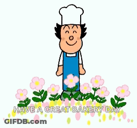 Chef Man With Apron Among Pink Flowers GIF