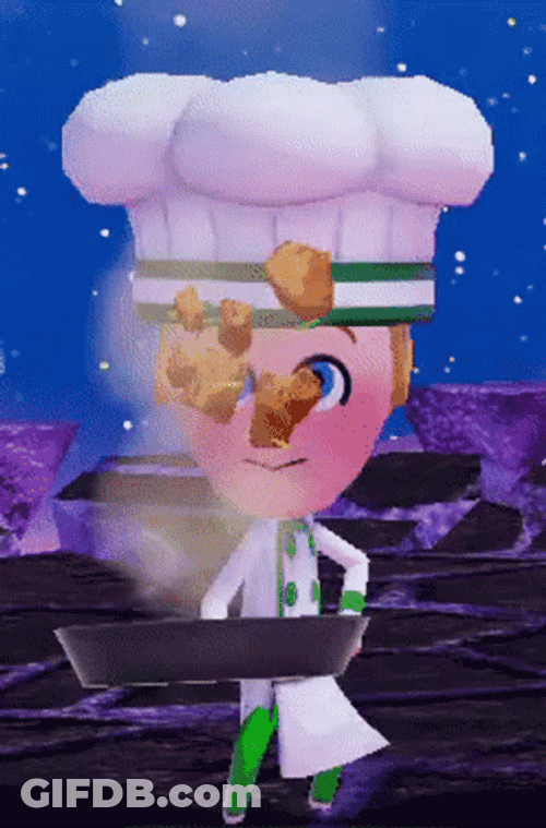 Chef Miitopia Tossing Food In Pan GIF