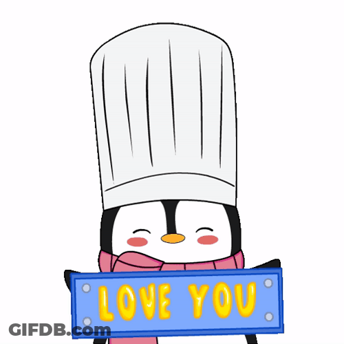 Chef Penguin Heart Love You GIF