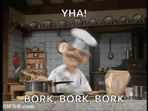 Chef Says Bork Bork Bork In Kitchen GIF