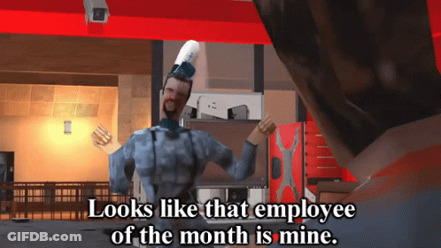Chef Talking To Man Saying Looks Like That Employee Of The Month Is Mine GIF