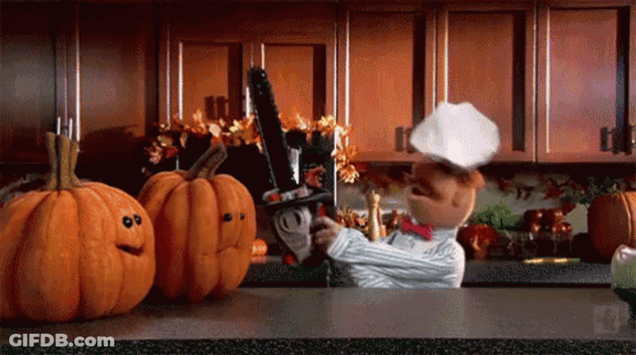 Chef With Chainsaw Wants Pumpkin Dance GIF