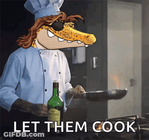 Chef With Crocodile Head Cooking Let Them Cook GIF