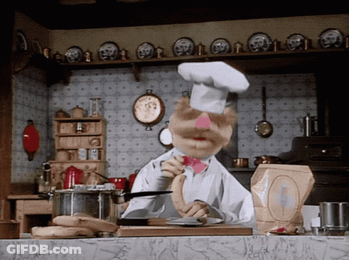 Chef With Mustache And Pink Bow Tie GIF