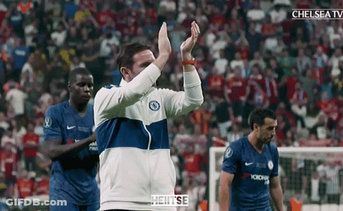 Chelsea TV Showing Soccer Game Blue Jerseys GIF