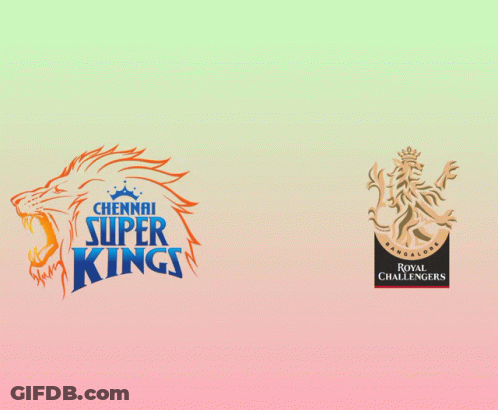 Chennai Super Kings And Royal Challengers Logos On A Pink Background GIF