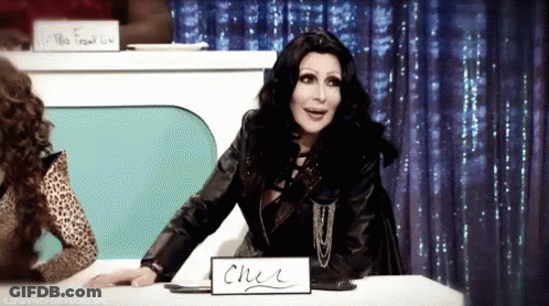 Cher With Sign Saying Cher GIF