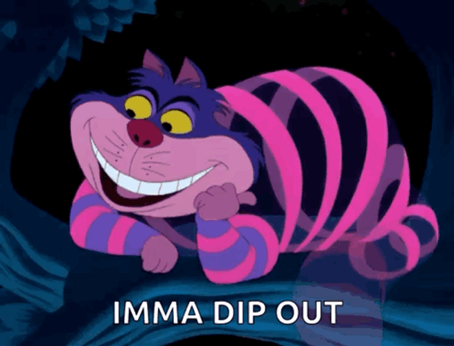 Cheshire Cat Imma Dip Out GIF