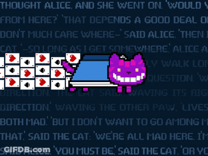 Cheshire Cat Pixel Deck Cards GIF