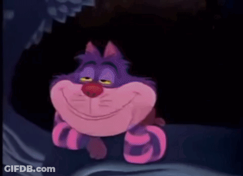 Cheshire Cat Smiling With Tongue Out GIF