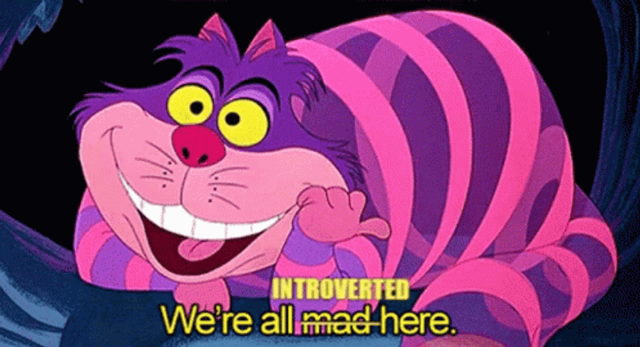 Cheshire Cat We Are All Introverted Here GIF