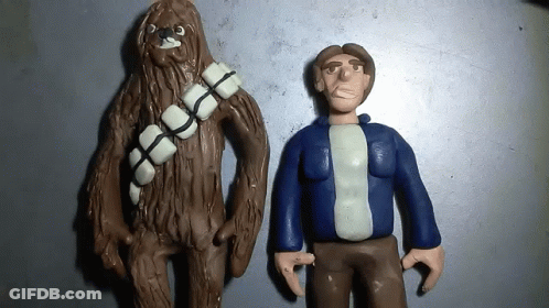 Chewbacca And Han Solo Clay Figures GIF