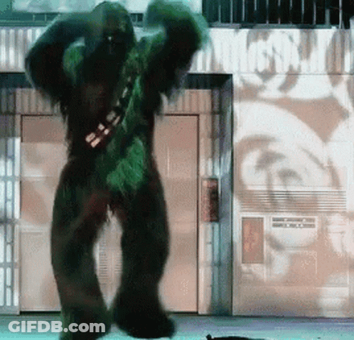 Chewbacca Dancing In Front Of Building GIF