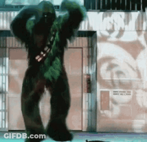 Chewbacca Dancing In Front Of MGM Sign GIF