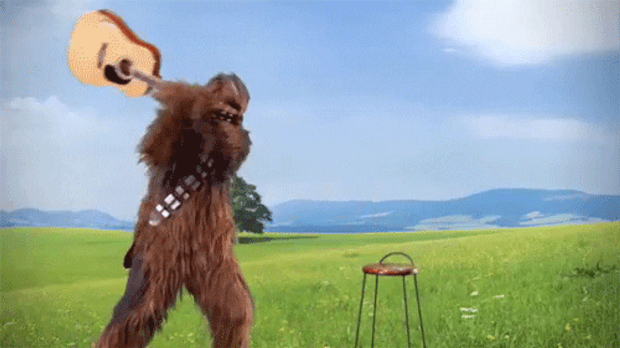 Chewbacca Guitar Smashing GIF