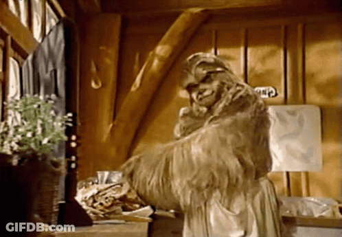 Chewbacca Standing In Front Of G Door GIF